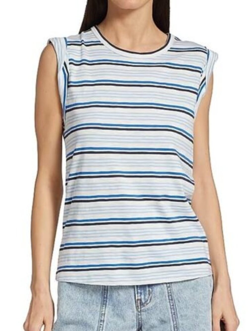 Veronica Beard Striped Muscle Shirt Womens Twisted Sleeve Summer M